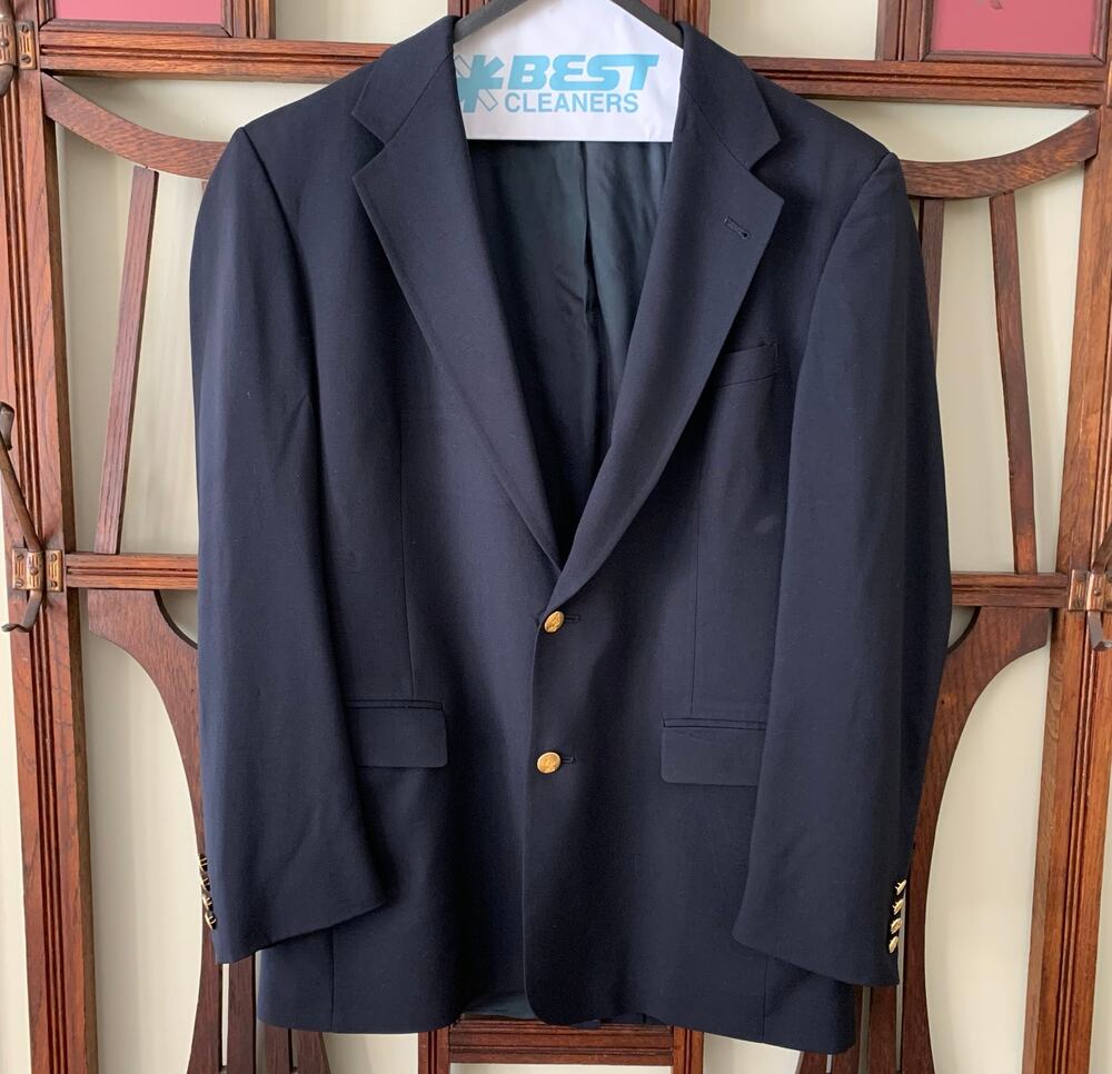 Austin Reed Vintage Men's Navy Blue Blazer Union Made USA Gold Buttons Size 42L